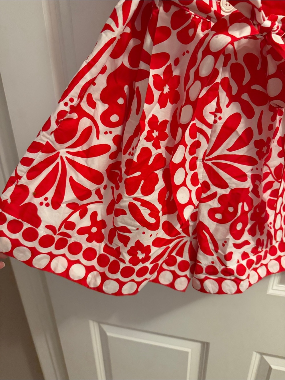 Red & White Floral Tie-Waist Romper - Picture 5 of 5